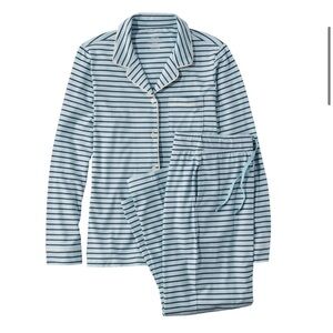 LLBean Women's Super-Soft Shrink-Free Button Front Pajama Set, Stripe